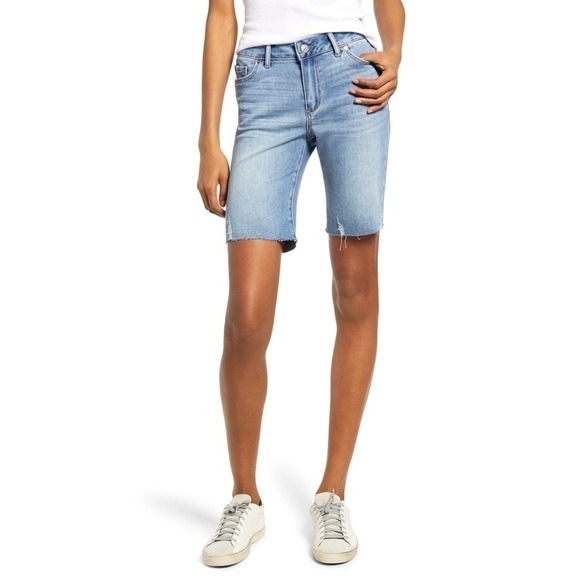 NWT PAIGE Transcend Jax Cutoff Denim Bermuda Shorts - Picture 1 of 4